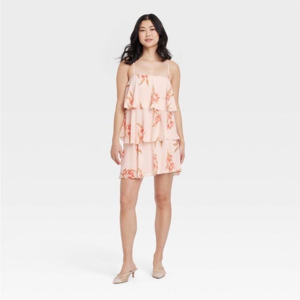 Open Box - A New Day - Women's Tiered Ruffle Mini Shift Dress - A New Day Pink